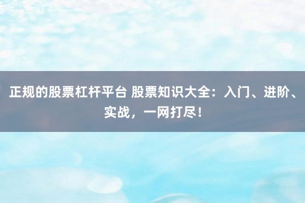 正規(guī)的股票杠桿平臺 股票知識大全：入門、進階、實戰(zhàn)，一網(wǎng)打盡！