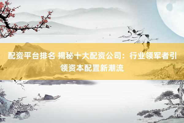 配資平臺(tái)排名 揭秘十大配資公司：行業(yè)領(lǐng)軍者引領(lǐng)資本配置新潮流