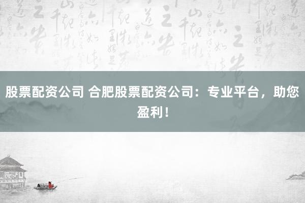 股票配資公司 合肥股票配資公司：專業(yè)平臺，助您盈利！