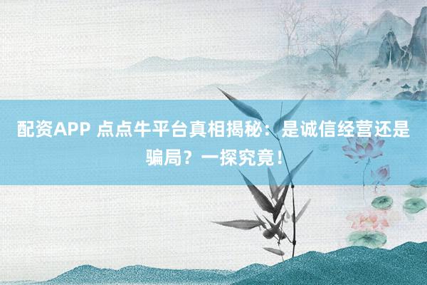 配資APP 點(diǎn)點(diǎn)牛平臺(tái)真相揭秘：是誠(chéng)信經(jīng)營(yíng)還是騙局？一探究竟！