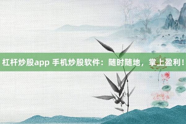 杠桿炒股app 手機(jī)炒股軟件：隨時(shí)隨地，掌上盈利！